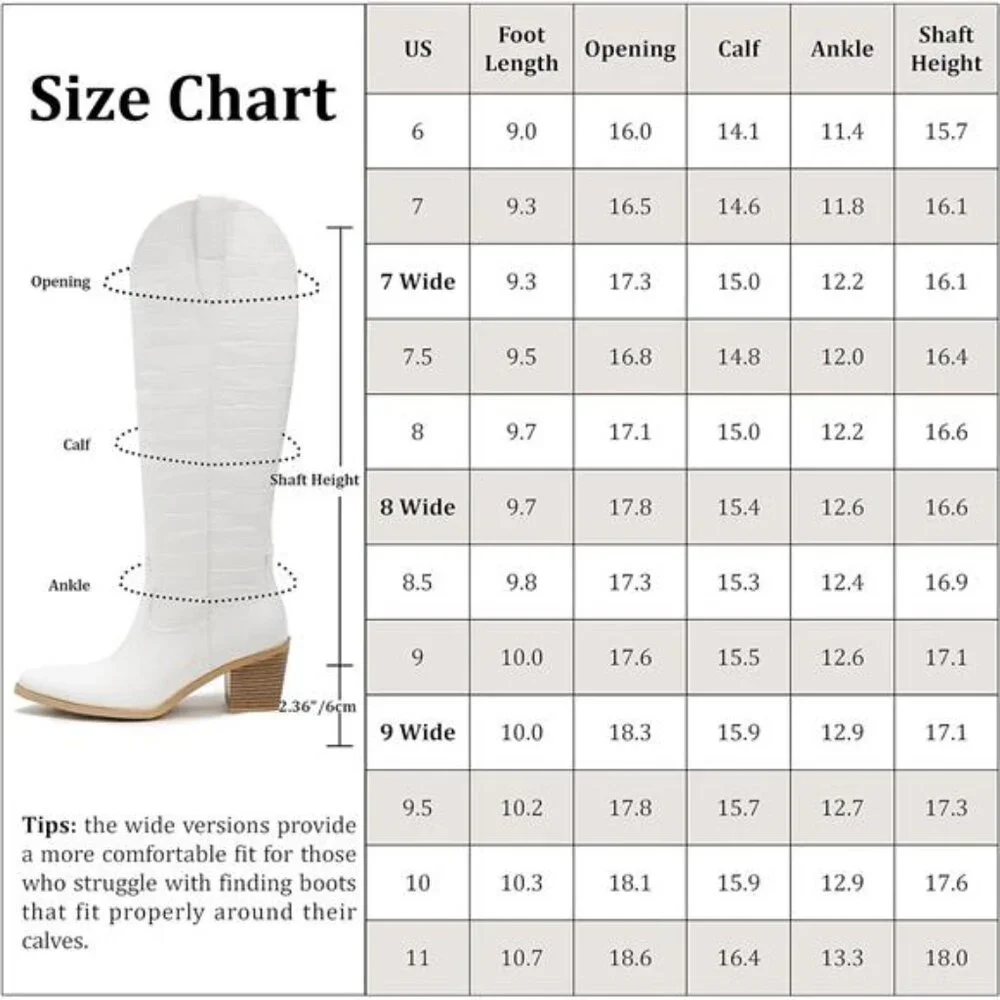 NEW Western Cowboy Boots for Women - Knee High Wide Calf Cowgirl Boots